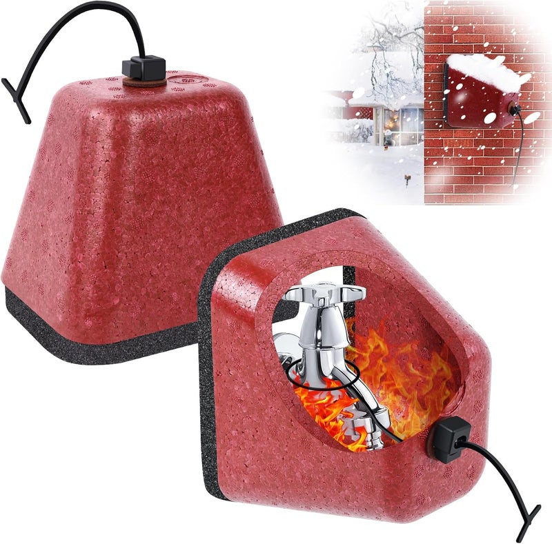 RGJ Insulated Foam Faucet Covers for Winter, 2 Pack with Freeze Protection, Reusable Spigot Covers for Hose Bibs and Water Pipes - Image 1